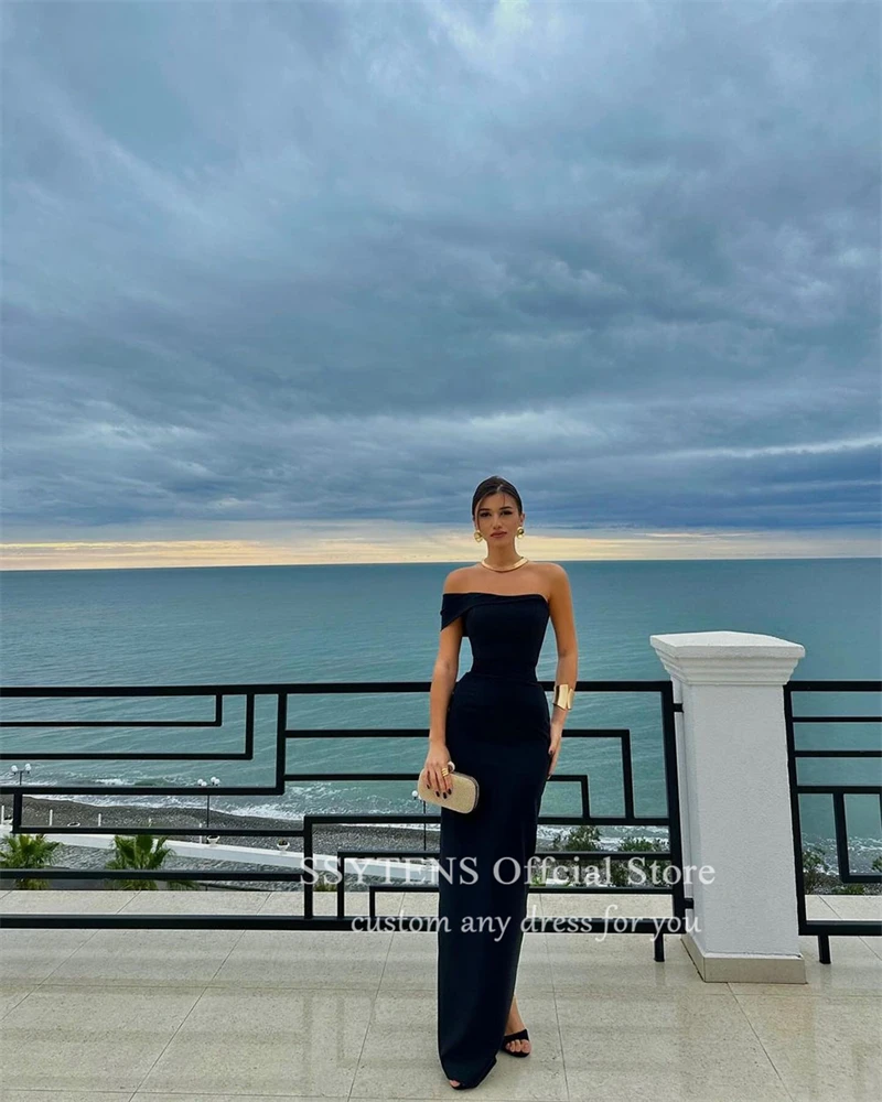 SSYTENS Elegant Party Dress Black Beach Prom Dress Elastic Customized One Shoulder Floor Formal Evening Dress vestido de gala