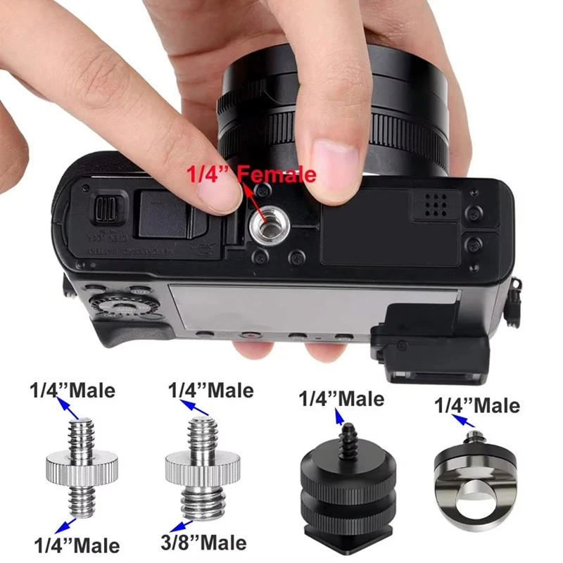 ABNO-26Pcs Camera Screw Mount Set 1/4 Inch And 3/8 Inch Converter Threaded Screws Adapter Flash Shoe Mount