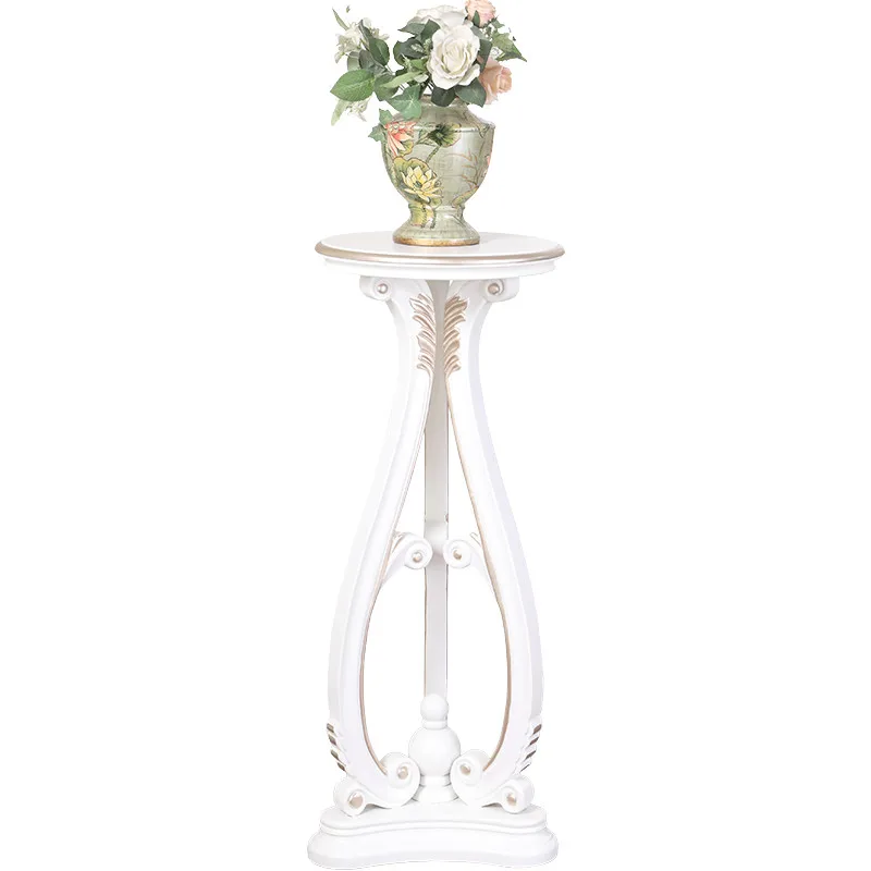 

YY European Style Flower Stand Living Room Solid Wood Flower Stand White Indoor Jardiniere