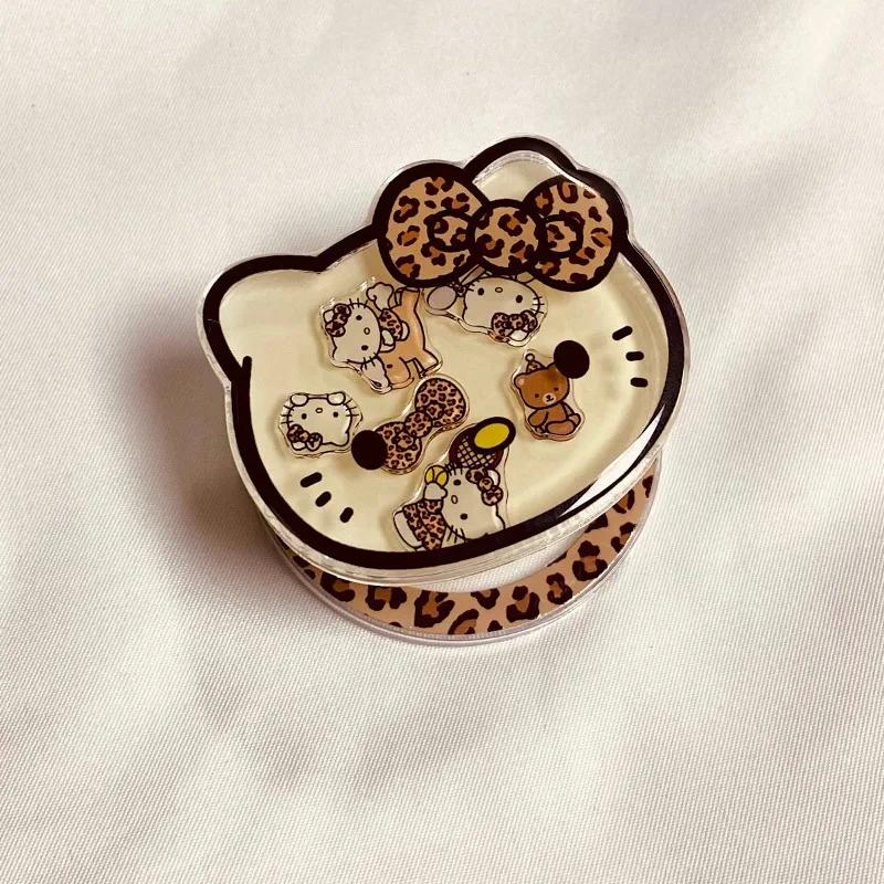 韓国風漫画のかわいいヒョウ柄音楽磁気ブラケット iPhone 17 16 Samsung対応 吸着式安全デスクトップサポートスマホスタンド