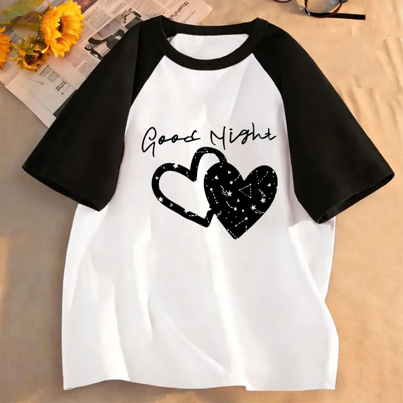 Good Night with Love Heart T Shirts Short Sleeve Kids Children's T-shirt Boys Girls Summer Spring Casual Top Tee Shirt view 3