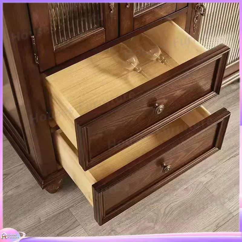 Retro Wooden Shoe Cabinet Entryway Storage Bench Living Room Sideboard Console Table with Shelves Organizer Furniture for view 5
