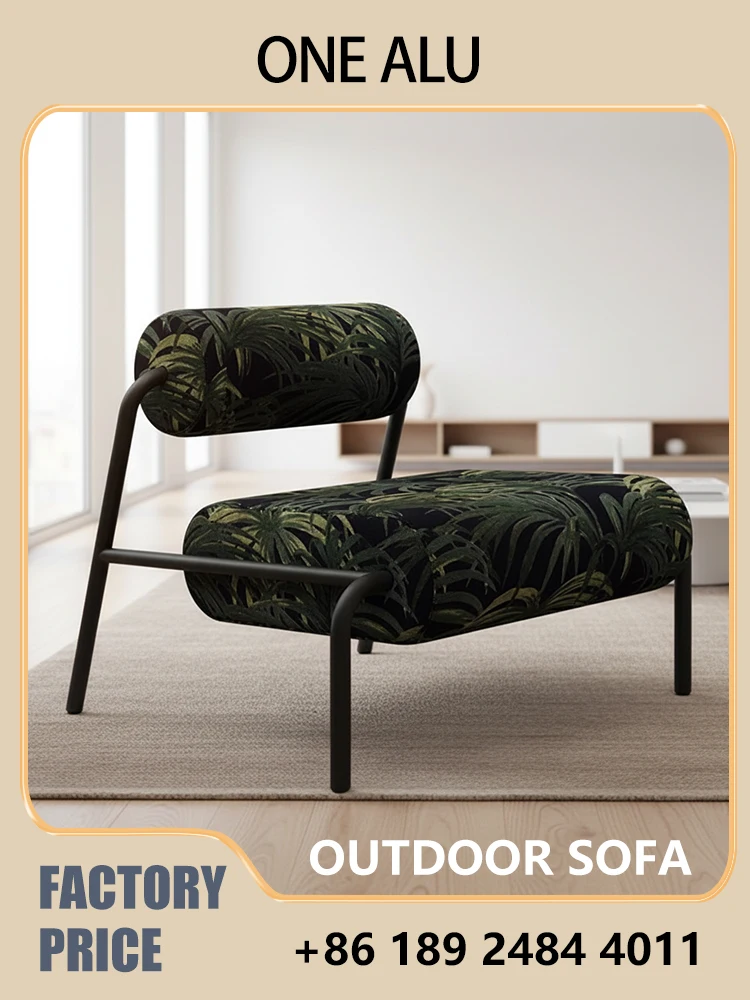 Velvet Lounge Chair Wabi-Sabi Style - Floral Leaf Pattern Upholstered, Metal Frame, Perfect for Living Room Bedroom