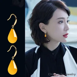 Natural Baltic Amber Water Drop Earrings Women Yellow Honey Wax Ambers Drop Earring For Girlfriend Mom Gifts Accessories