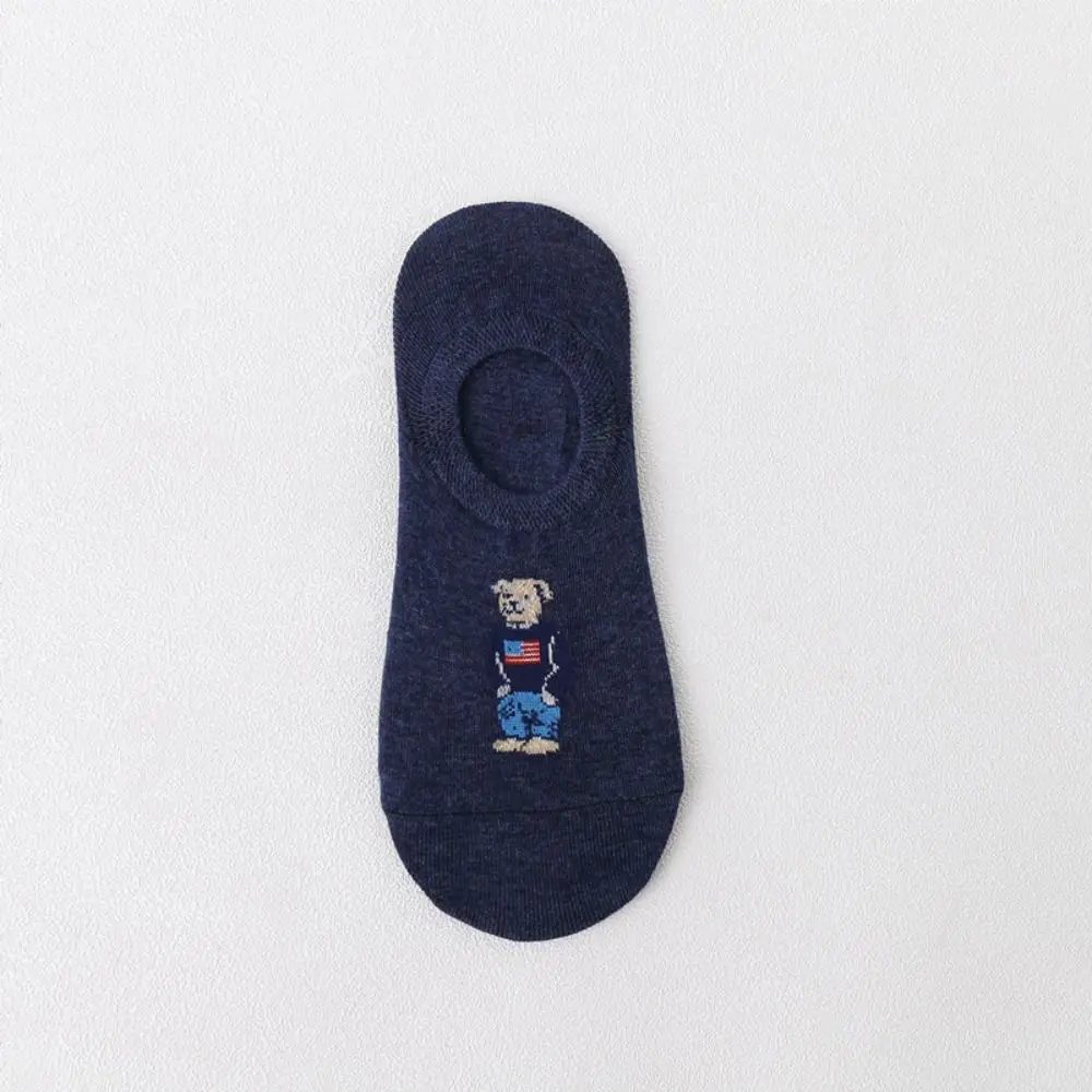 

Fashion Harajuku Cotton Non-slip Bear Cartoon Casual Hosiery Middle Tube Hosiery Korean Style Socks Men's Boat Socks