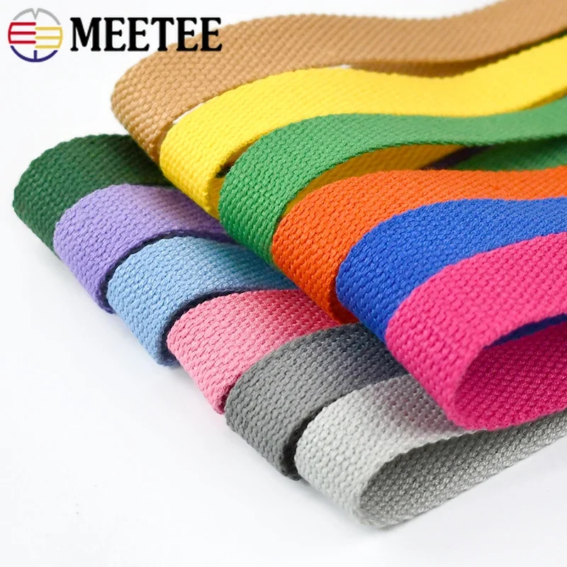 8M Meetee 20-50mm Cotton Webbing Tape Canvas Bag Strap Clothes Ribbon Backpack Band Garment Belt DIY Sewing Accessories