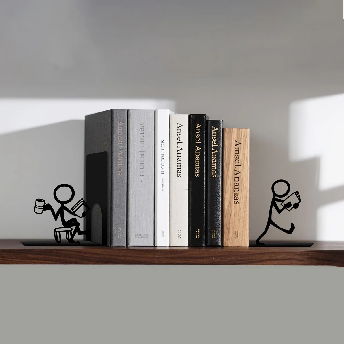 Creative Stickman Book Stand Black and White Simple Wind Bookend Home Study Desktop Book Storage Decorative Ornament Home Decor