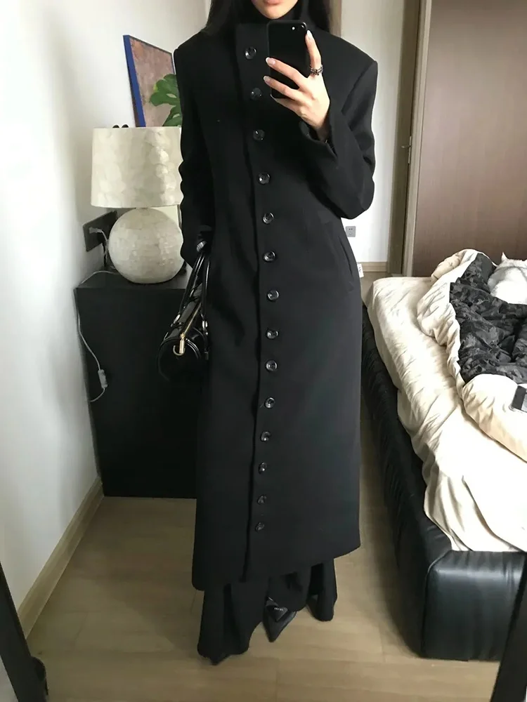 

Ele Bla Long Woolen Coat Women's Winter 2025 New Waist-Cinching Slimming Stand Collar Coat Street Sle Polyester Fiber