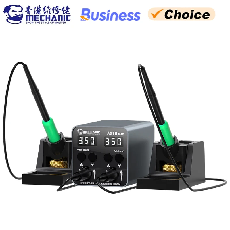 Mechanic A210 Max Dual-station Constant Temperature Desktop Soldering Station C210 Handel Short Circuit Protection Welding Tools