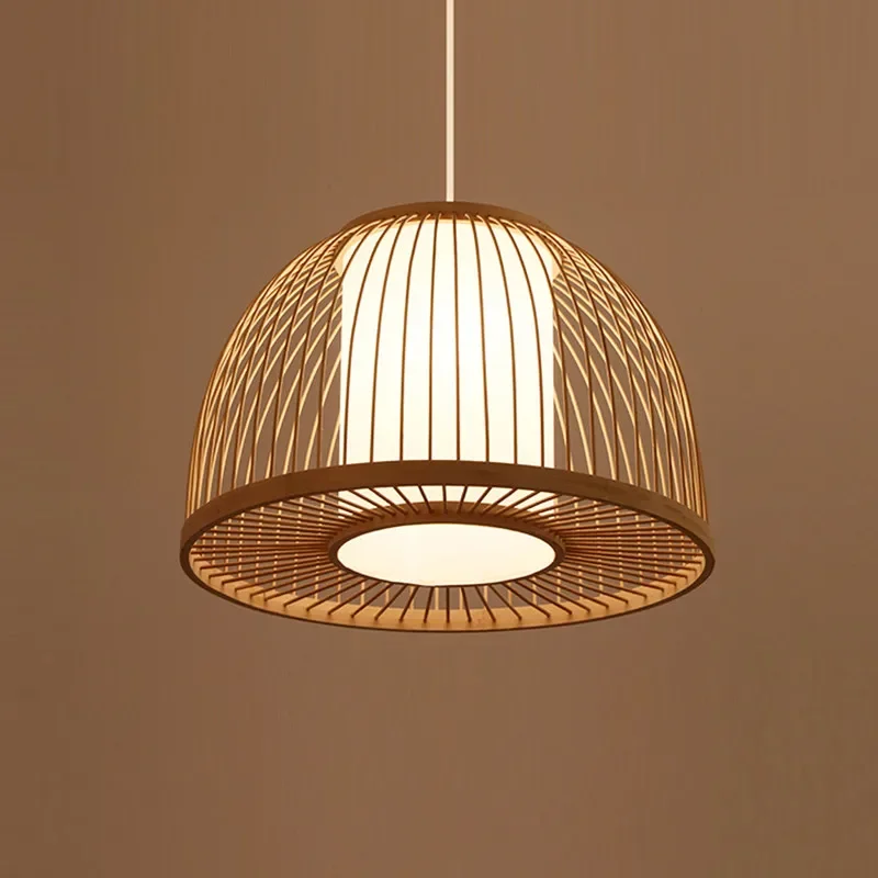

Vintage Wood Hotel Ceiling Pendant Lamp Retro Bamboo Restaurant Ceiling Light Japan Farmhouse Led Ceiling Lamp for Room Decor