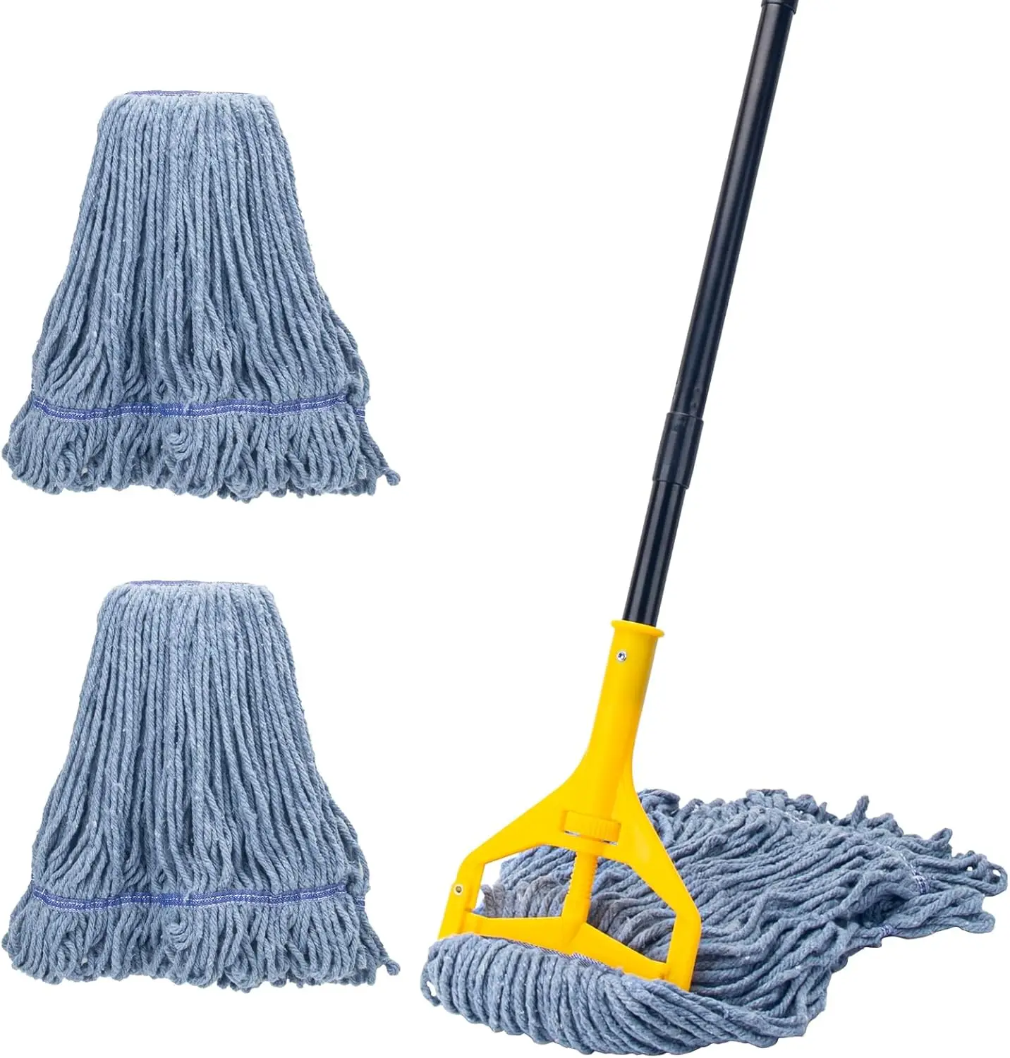 

Heavy Duty Commercial Mop with Extra Large Reusable Heads, 59" Long Handle for Floor Cleaning in House, Kitchen, Office