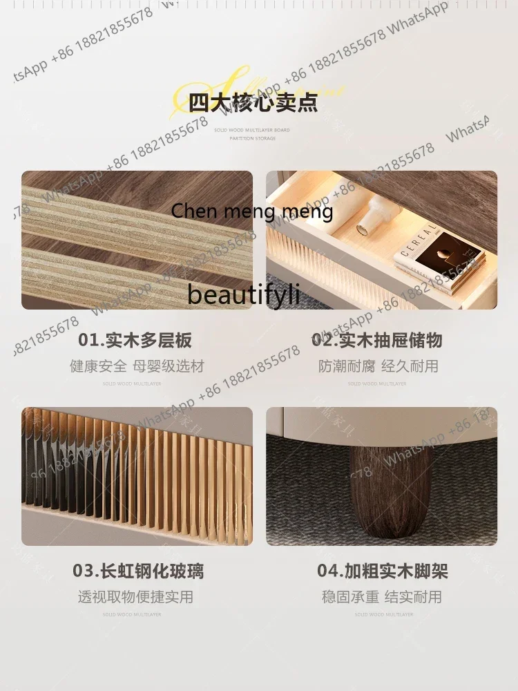 ss8350 Medieval style all-solid wood coffee table living room household walnut oval modern simple TV cabinet