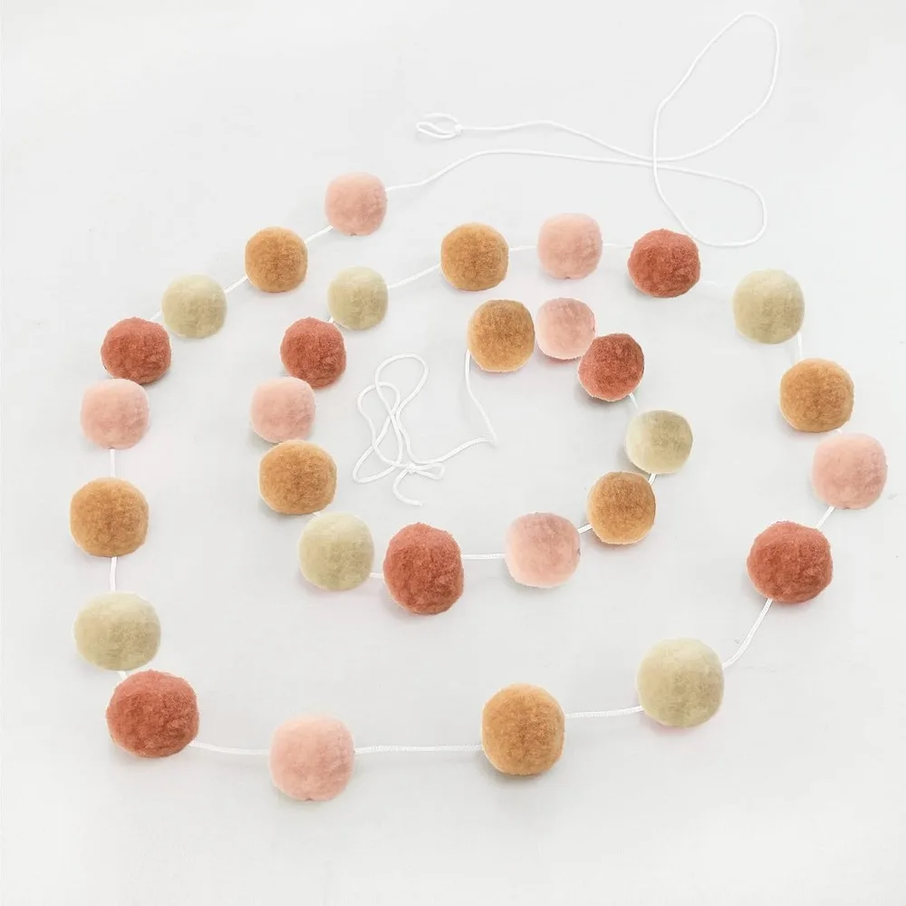 Felt Ball Garland - 9.8 Feet 36 Balls 4 Pastel Colors Pom Pom Decorations for Nursery and Celebrations view 3