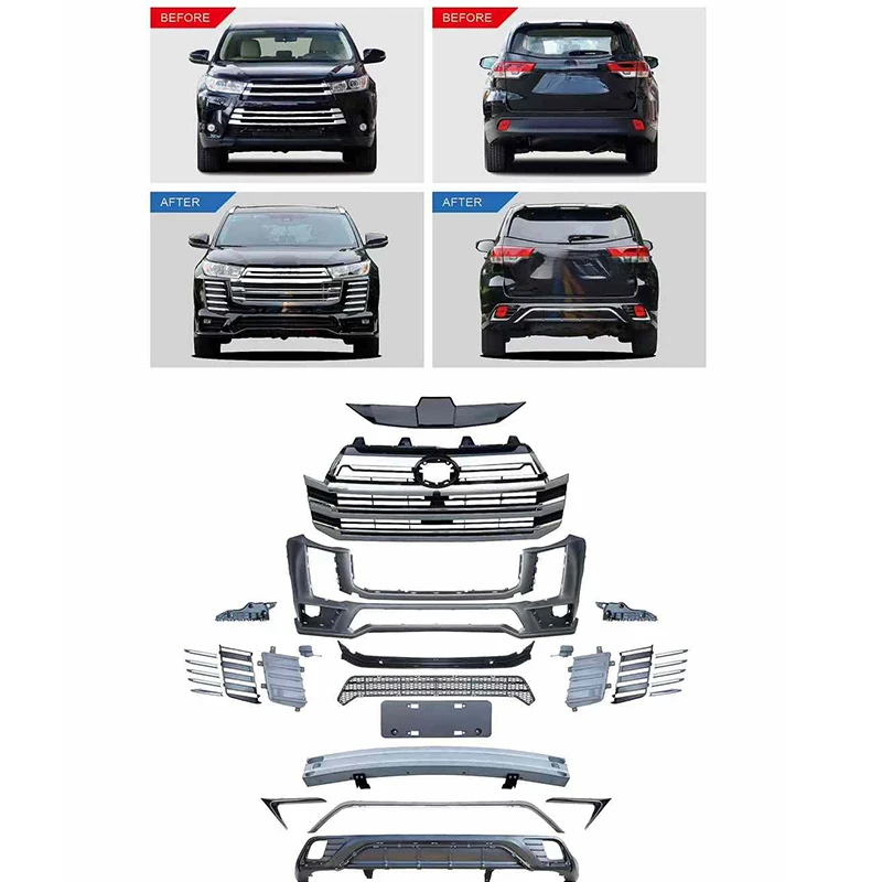 

Upgrade 2022 for Highlander to for LC300 Style Facelift Auto Body Kit with Front & Rear Bumper & Grille Set