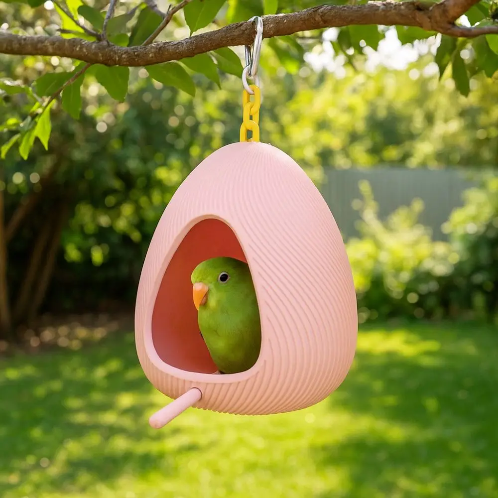 

Practical Egg Shape Hanging Birdhouse Stable with Stand Parrot Hammock Bite Resistant Bird Nest Outdoor