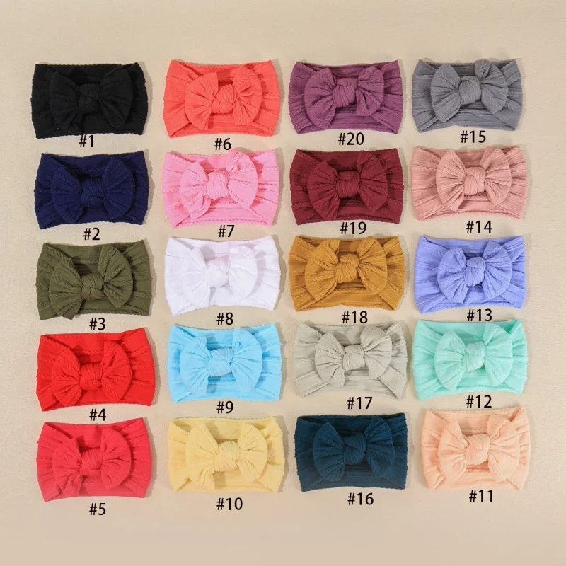 

80 Pcs/Lot, Classic Cable Knit Bow Baby Headband Soft and Cute Turban Headwraps For Litter Girl Headwear Hair Accessories