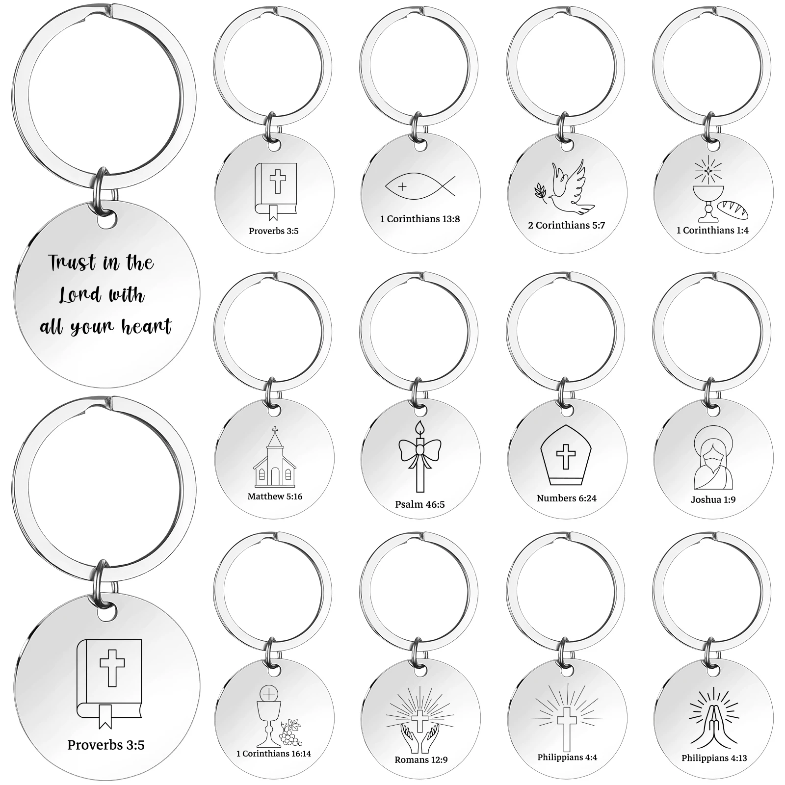 

LTEIWFPE 24 Pcs Christian Keychain Bible Verse Keychains Bulk Religious Gifts Party Favors Scripture Quote Inspirational Tokens