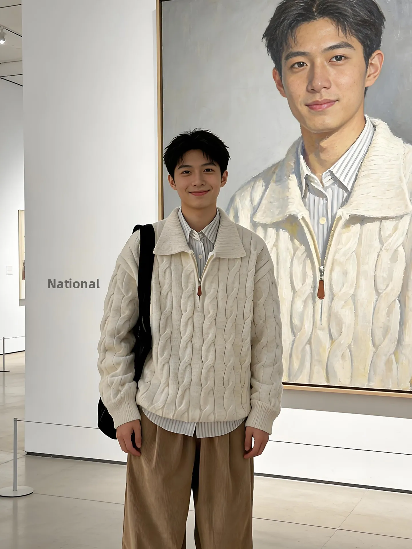 

Мужской американский вязаный свитер на флисовой подкладке с воротником на молнии, зимний повседневный, модный, из полиэфирного волокна, удлиненный топ