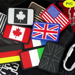 1 Pc PVC Rubber Germany UK America Canada Italy France Flag Patch - 3D Flag Badges with Hook for Jacket Jeans Bags Clothing