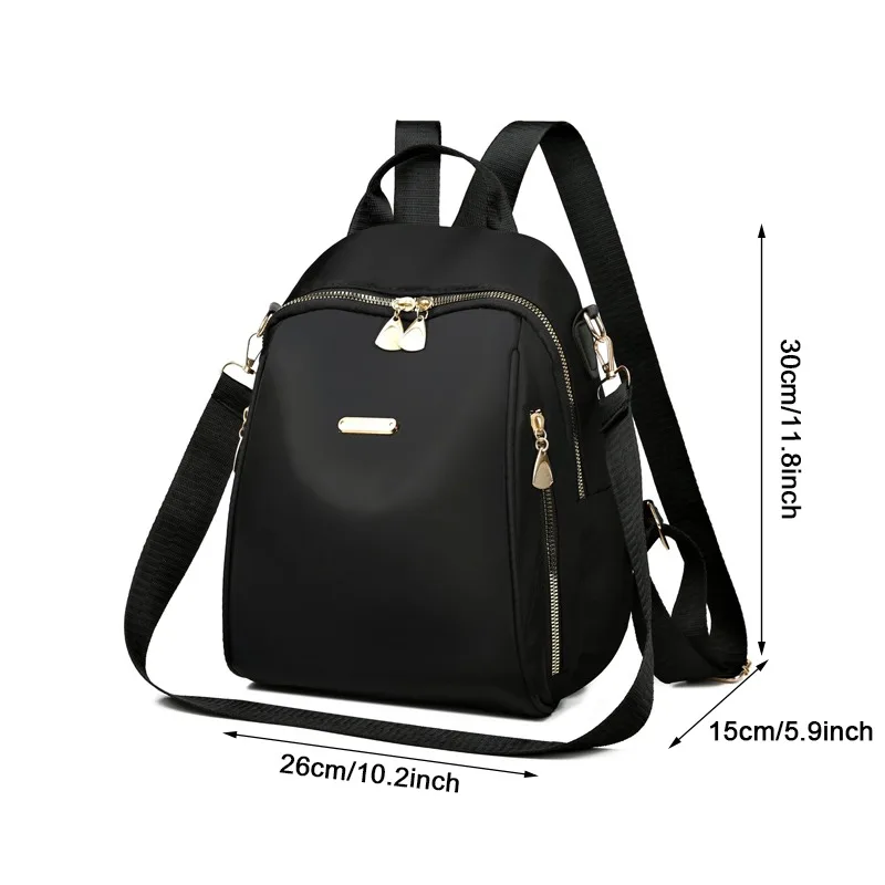 1pc Black Versatile Ladies Korean Edition Trend Premium Anti-theft Oxford Cloth Backpack