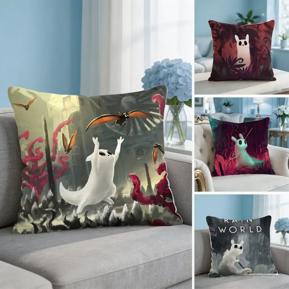 Pretty Video Game R-rain World Cushion Cover Soft Short Plush Throw Pillow Cover Hidden Zipper Cutecore Sofa Bedroom Home Decor