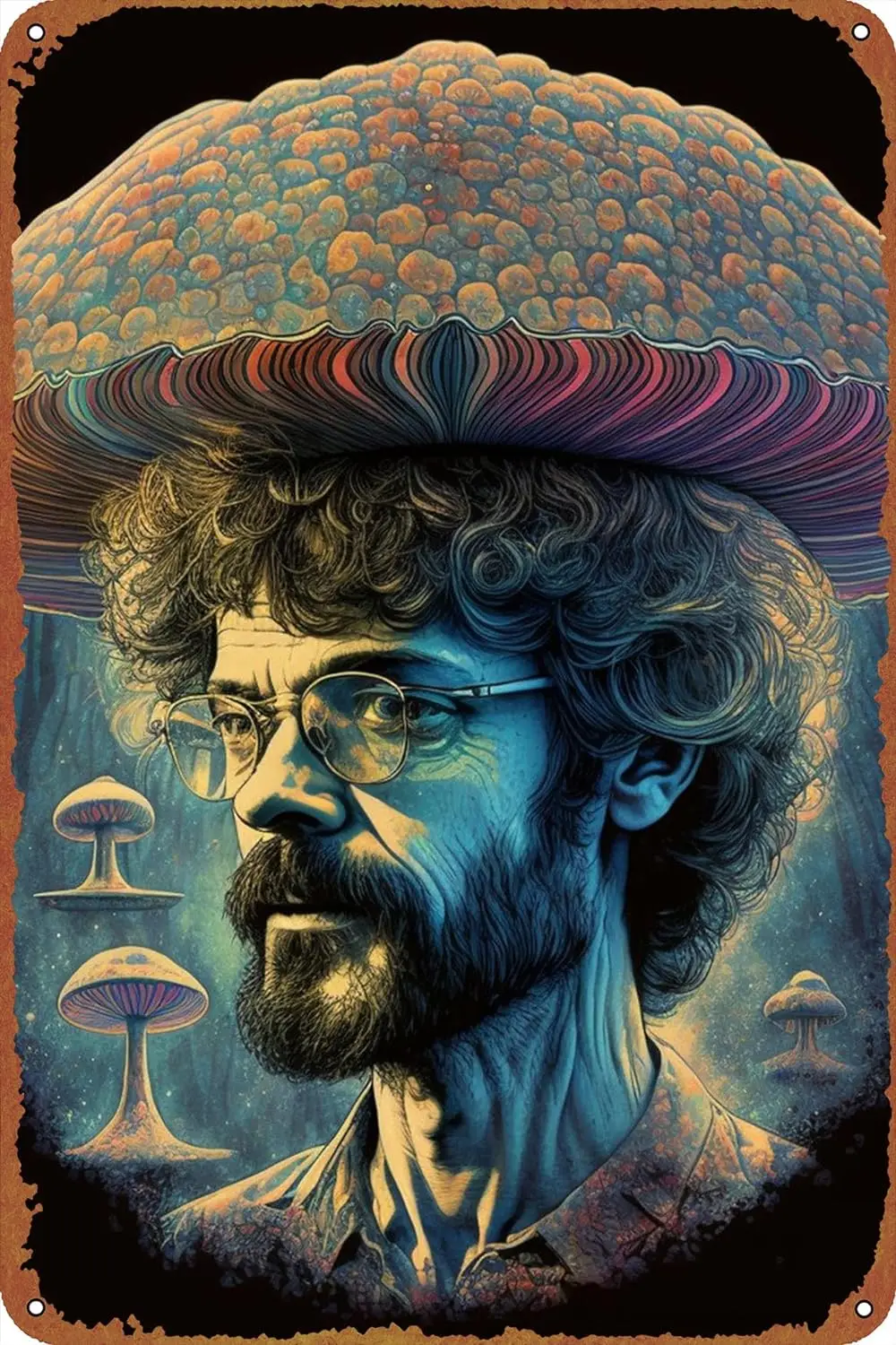 Terence Mckenna Poster Funny Novelty Metal Tin Sign Retro Wall Decor for Home Gate Garden Bars Restaurants Cafes Office Store Pu