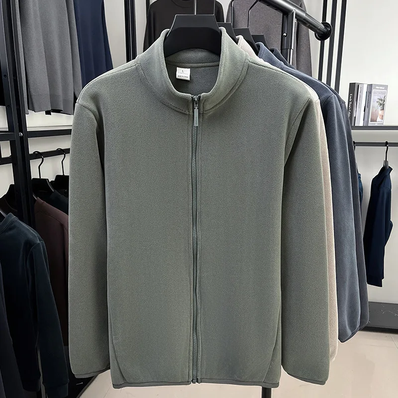 

Wholesale Double-sided Fleece Long-sleeved Jacket Men's Autumn and Winter Casual Cardigan Zipper Top Ollie Fleece Granular