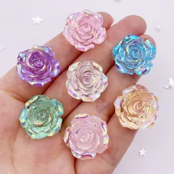 20mm AB Resin Shiny Clear candy color Rose Flatback Flower Rhinestone Gems 30Pcs Scrapbook Wedding Ornaments Applique Crafts DIY