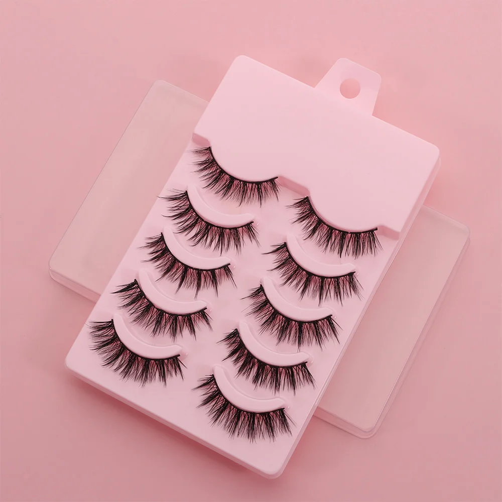 10 Par Nowych Naturalnych Długich Sztucznych Rzęs Puszyste Czarne Rzęsy z Trzonkiem 3D z Norek Miękkie Krzyżowane Sztuczne Rzęsy Przedłużanie Rzęs