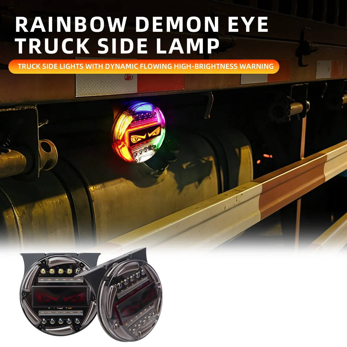 1/2PCS 12V 24V LED Devil Eyes Side Marker Lights Safety Warning Light RGB Colorful Strobe Signal Light Auto Clearance Light