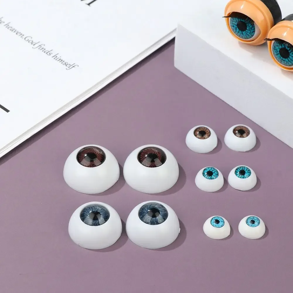 1Pair Doll Rolling Eyeballs with Eyelashes Doll Activity Eyes Eyechips with Eye Cover DIY Doll Simulation Eyeball Accessories