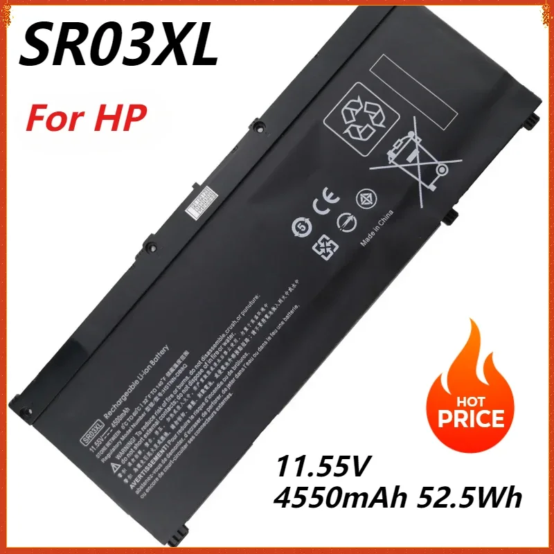 

SR03XL Laptop Battery for HP OMEN 15-CX 15-DC TPN-Q211 Q194 Q193 C133 C134 15-CX0096TX 17-CB0052TX Pavilion Gaming 52.5Wh