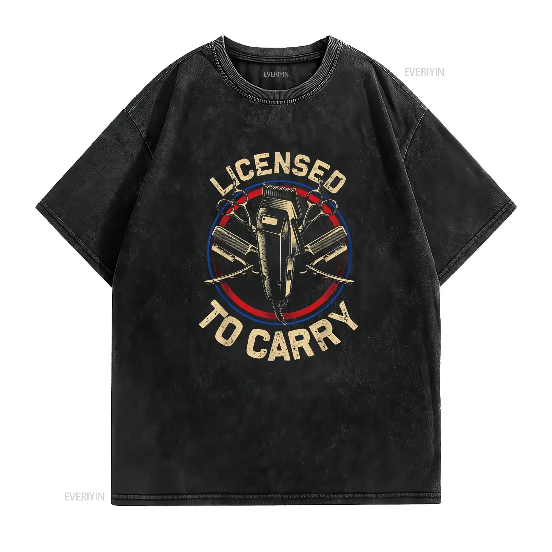 Funny Barber Designs For Men Dad Hairstyling Stylist Tools T Shirt vintage Washed Stylish Soft graphic Casual Stretched fashion