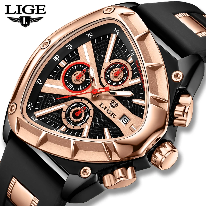 LIGE-Reloj analógico de cuarzo para hombre, accesorio de pulsera resistente al agua con cronógrafo, complemento masculino deportivo de marca de lujo