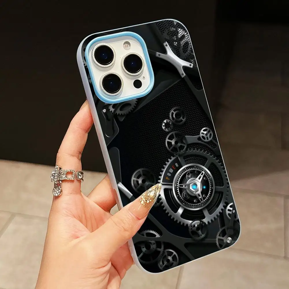 Mechanism Gear Phone Case for iPhone 17 16 15 14 13 12 11 Air Pro Max Plus Jelly Dual Layer Light Blue Cover view 4