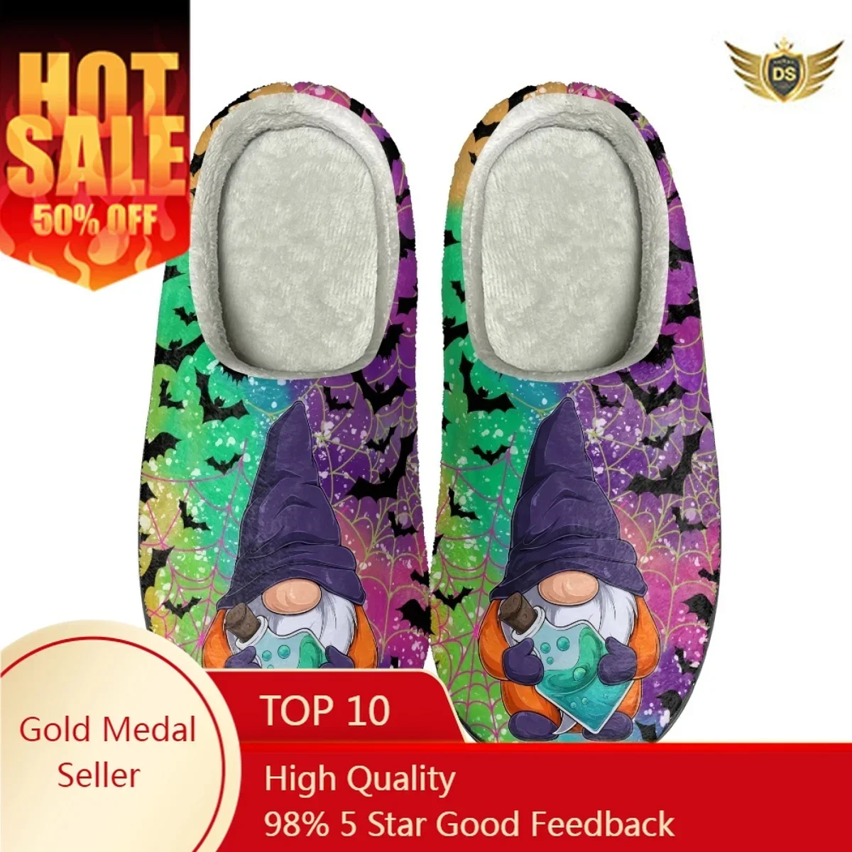 Halloween Decorations Indoor Slippers for Women Winter Flats Warm Footwear Couples Home Non-Slip Cotton Slippers Dropshipping