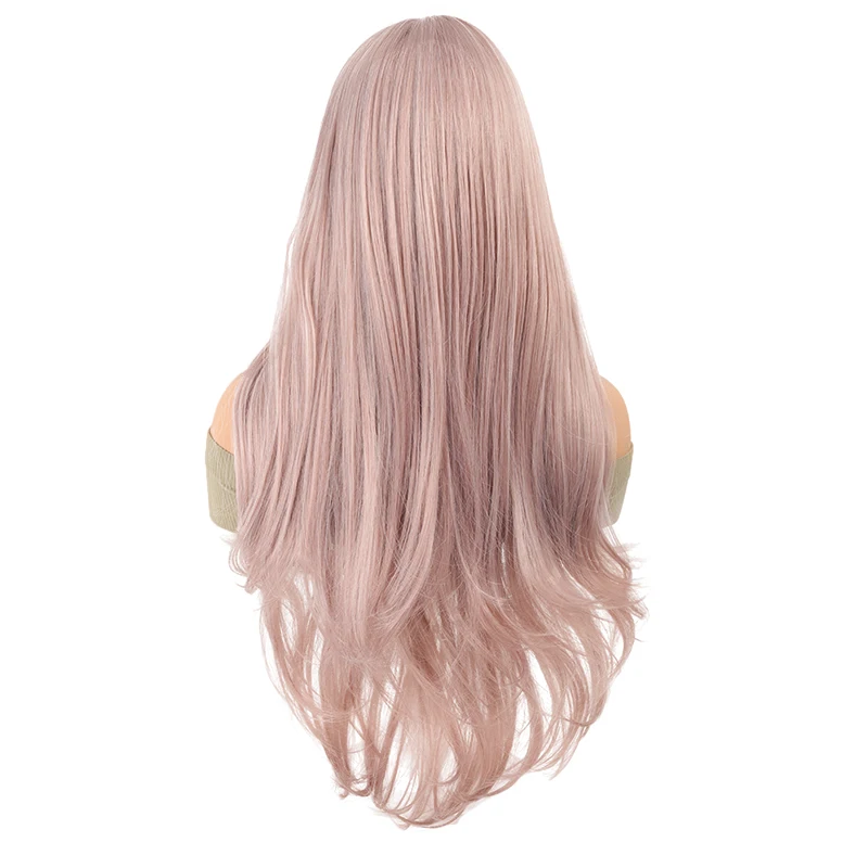 Lange Golvende Kant Voorkant Pruiken Synthetische Haar Body Wave Middendeel Golvende Cosplay Pruiken Hittebestendige Haar Pruik Voor Vrouwen 28 Inch