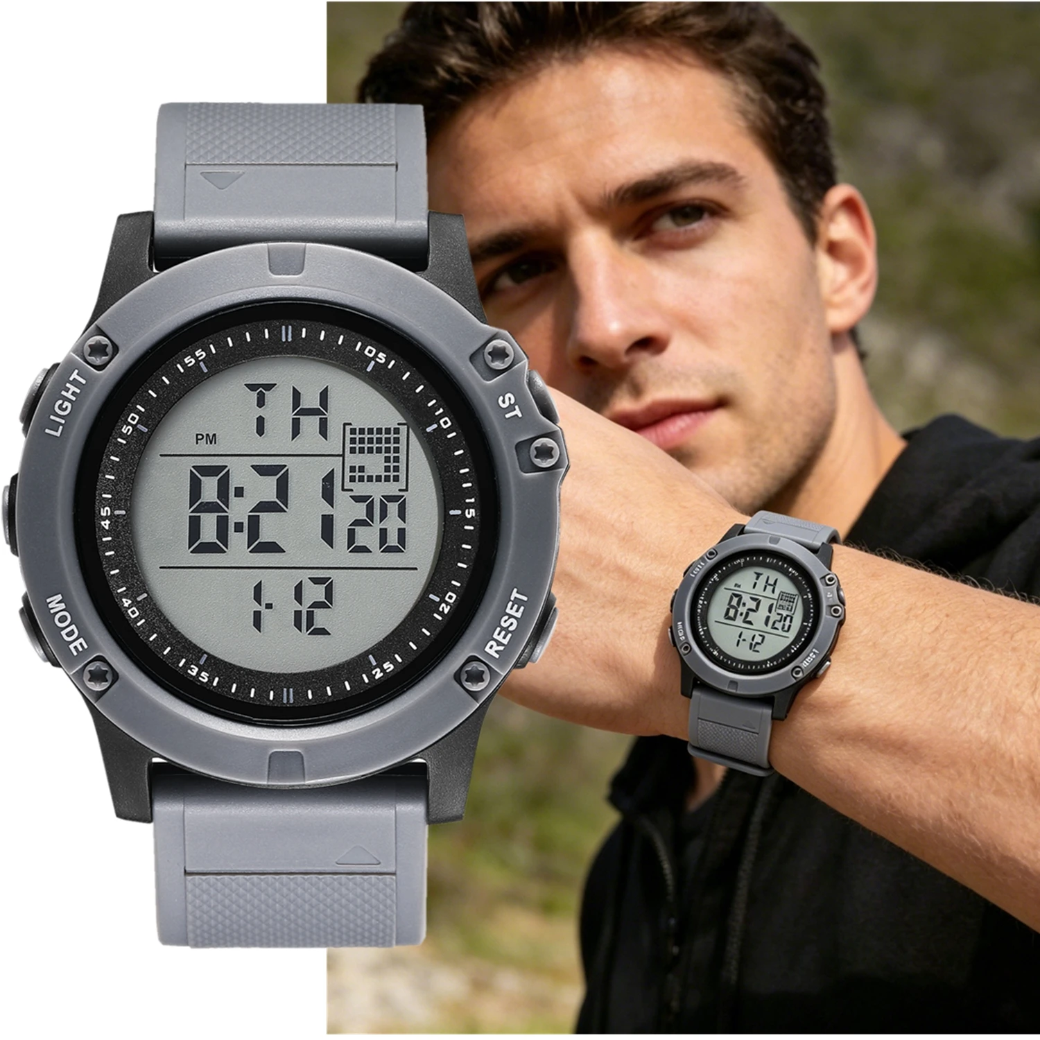 Men Watches Outdoor Sport Waterproof Digital Watch for Men Large LED Dial Fashion Khaki Military Wristwatch Relogio Masculino
