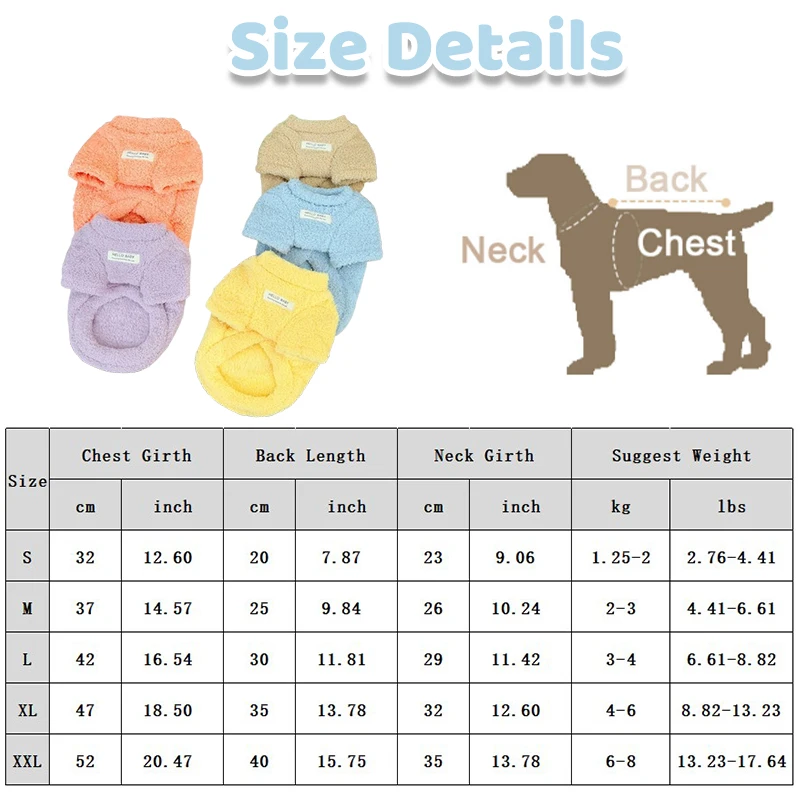 Fleece Dog Clothes Solid Warm Hoodie Sweater Chihuahua Yorkies Coat for Small Medium Dog Puppy Jacket Pet Apparel