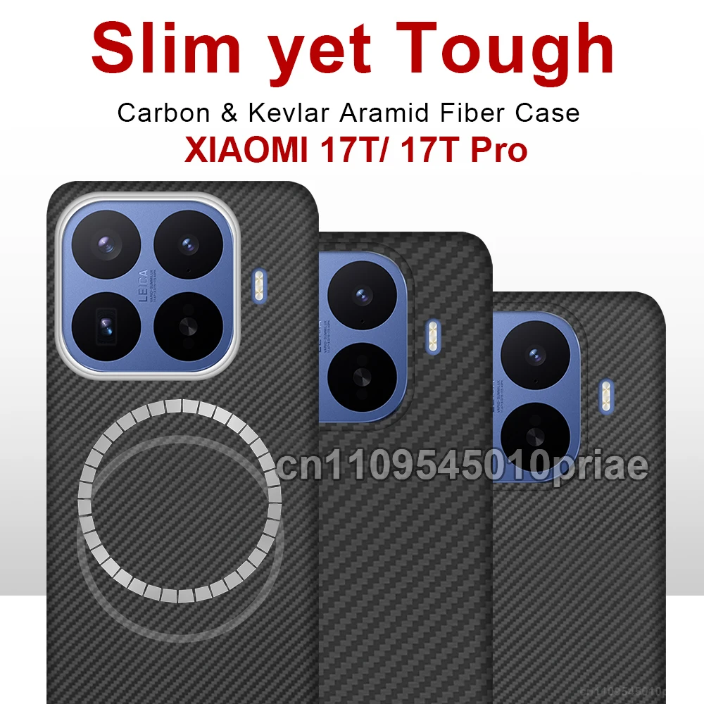 

Carbon fiber aramid magnetic case for iaomi 17 t pro/xiaomi 17 t fabric thin hard Lightweight Cover magnetic balck Slim light