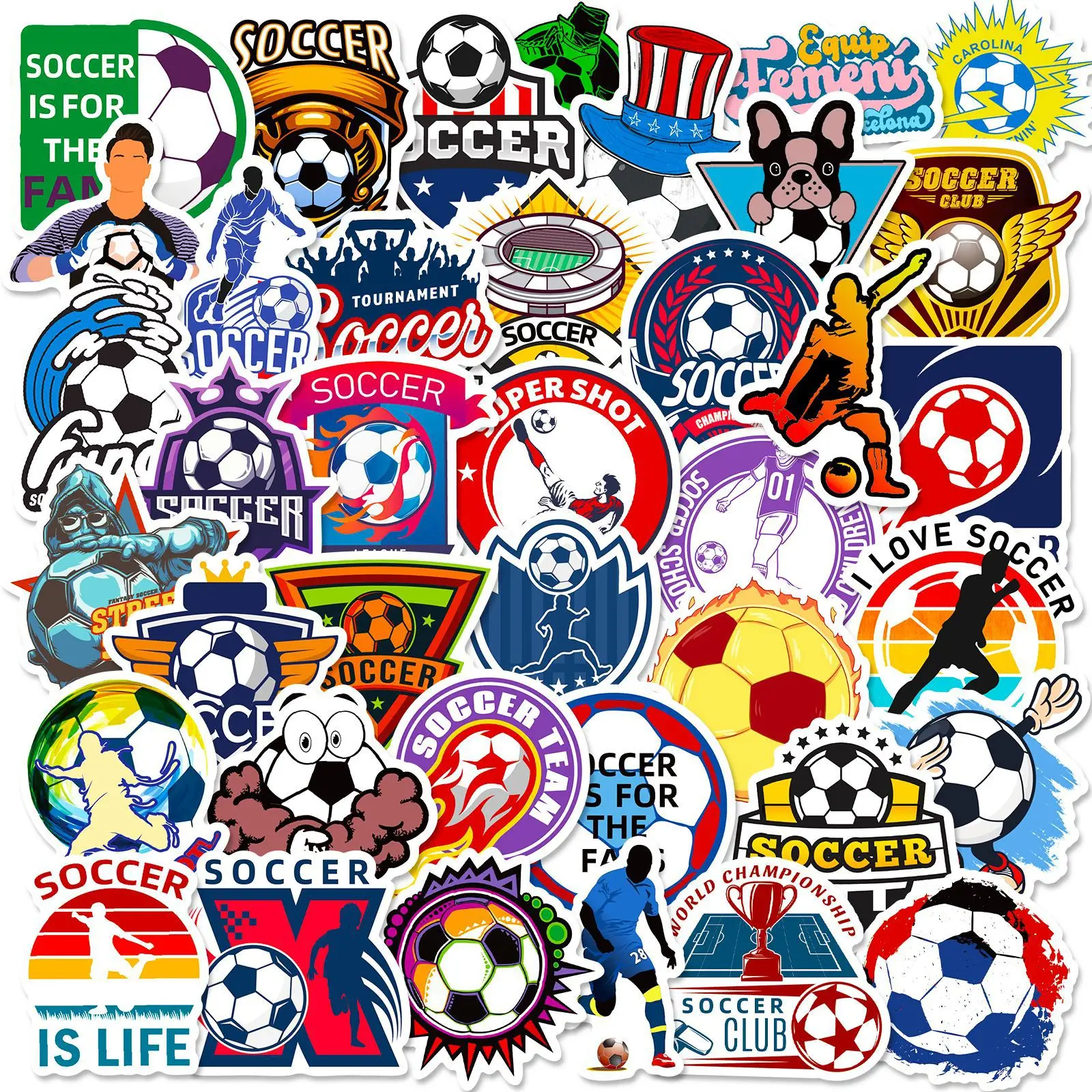 10/25/50pcs Soccer Football Sports Graffiti Stickers for DIY Skateboard Car Helmet Suitcase Notebook Water Bottle Phone Laptop