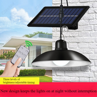 LED Solar Pendant Light Super Bright Retro Outdoor Waterproof Energy-saving Double Head Light Remote Control Decorative Lighting
