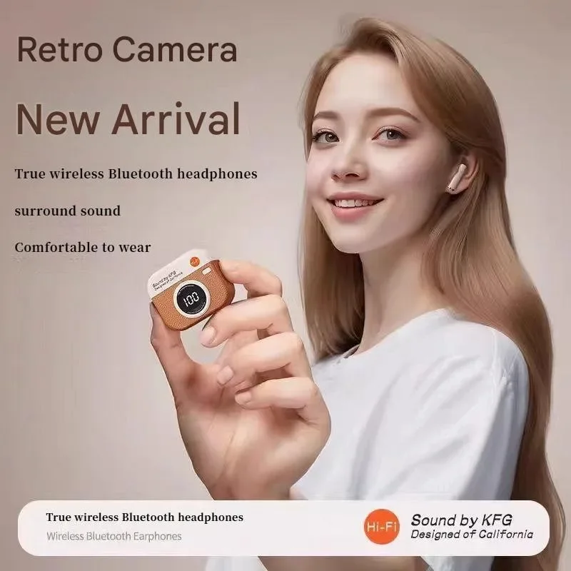 Cuffie Retro Q86 Auricolari Bluetooth 5.4 TWS Wireless - Earbuds in Pelle con Riduzione del Rumore e Cuffie Retro Q86 Auricolari Bluetooth 5.4 TWS Wireless - Earbuds in Pelle con Riduzione del Rumore e