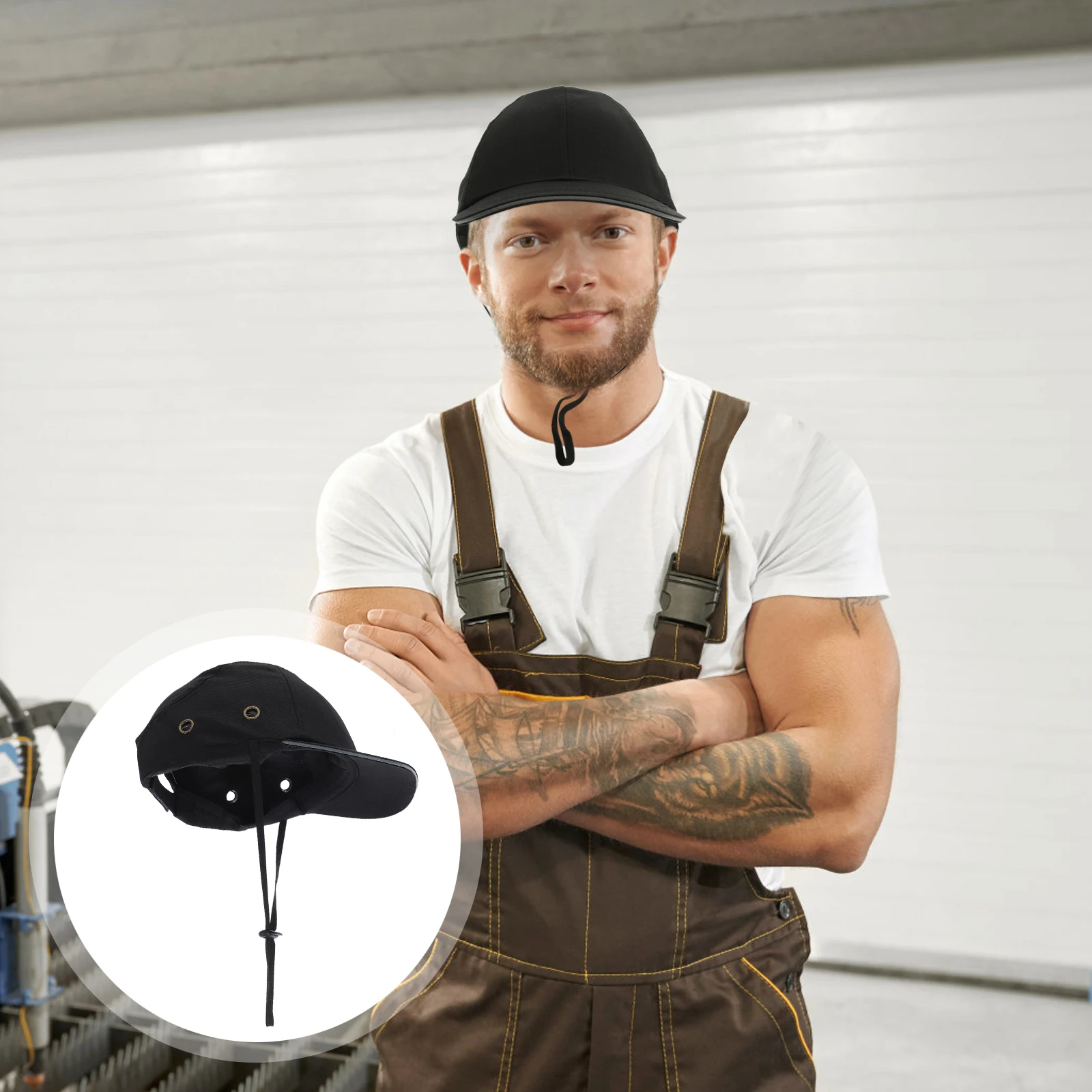 

Safety Cap Welding Hats Black 4-Hole Construction Men EVA ABS Material Lightweight Stylish Design Work Protection