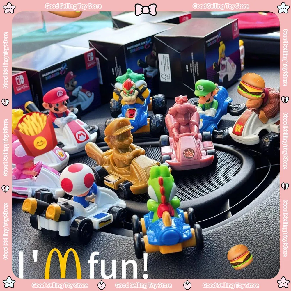 New McDonald Series Mario Figure Kart Happy Meal Toys Collectible Model Doll Desk Decoration Toys for Children Christmas Gifts