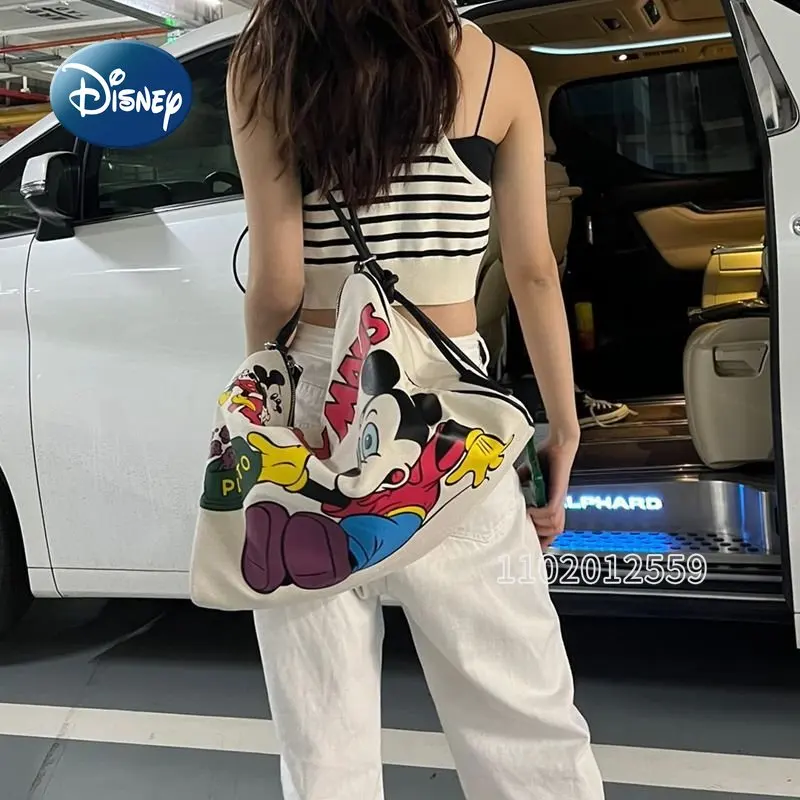 Disney Mickey New Women\'s Travel Bag Cartoon Fashion Women\'s Travel Handbag Large Capacity Canvas One Shoulder Crossbody Bag