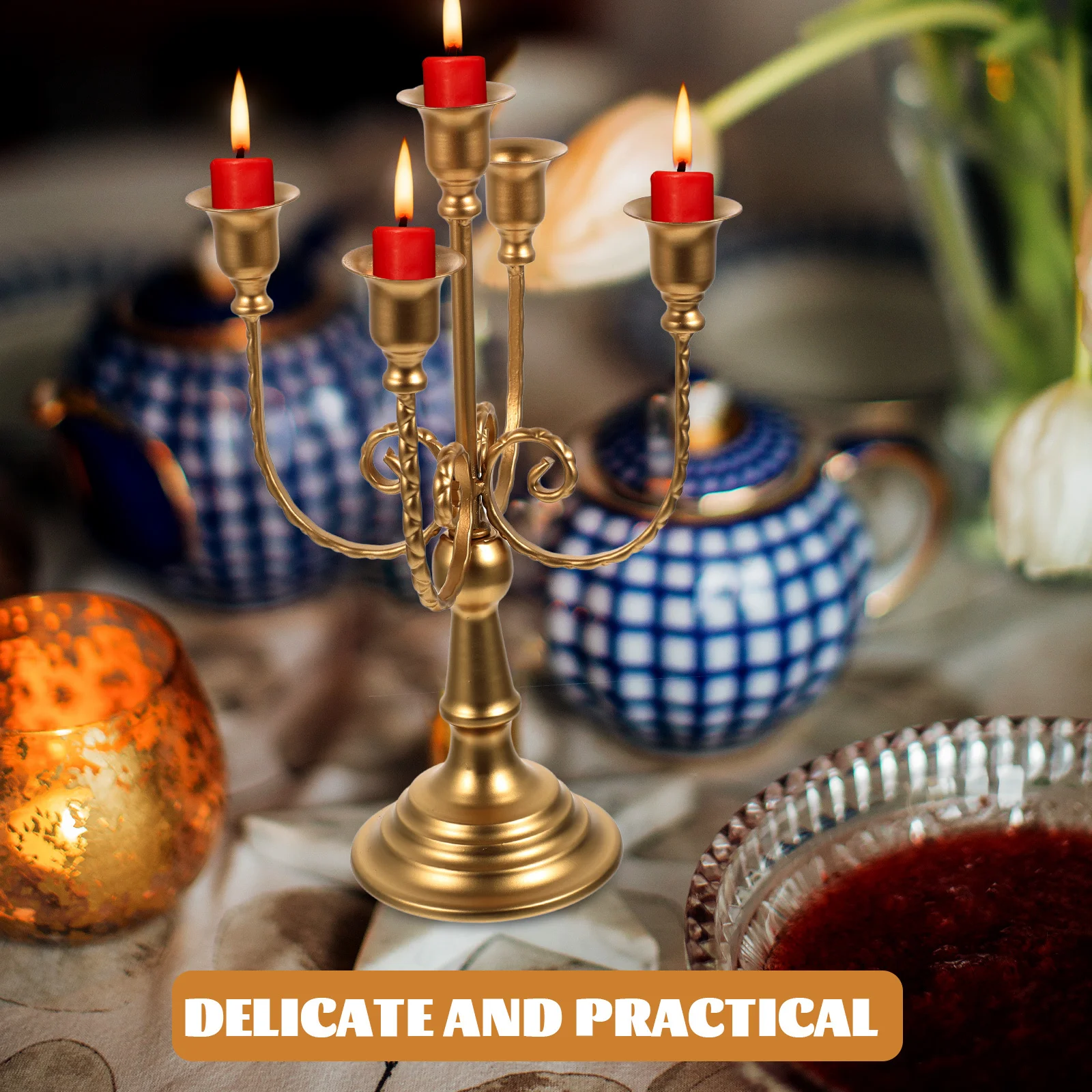 

Metal Holder European Style Branches Candelabrum Vintage Candlestick Desktop Adornment Home Decoration Fireplace