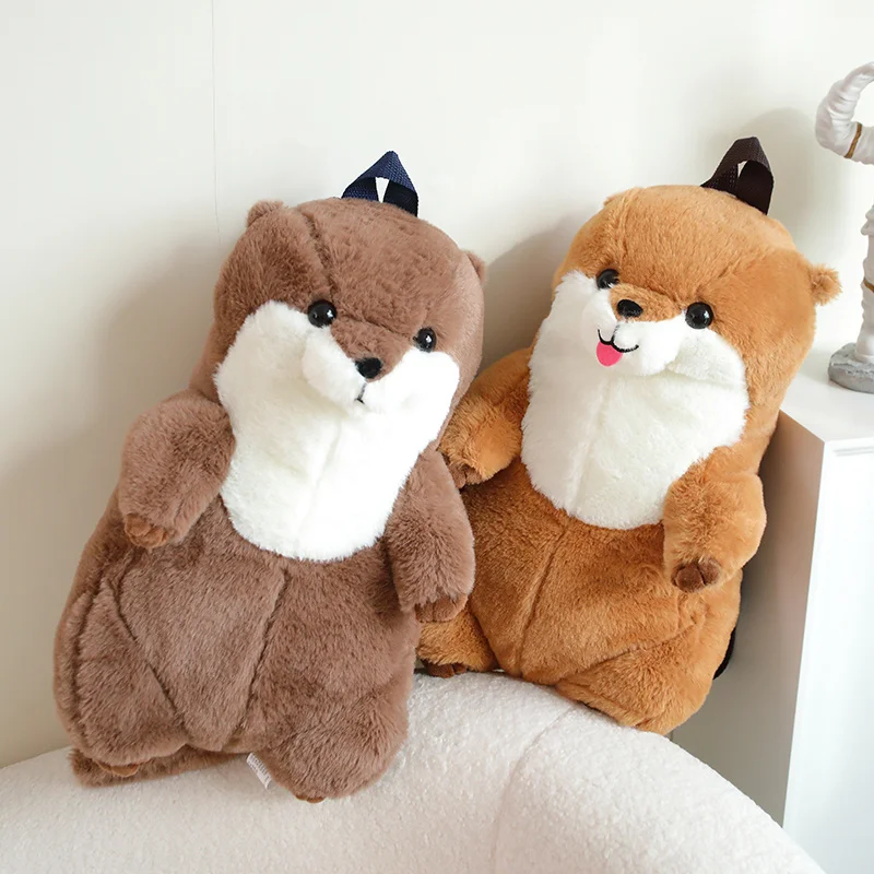 Simulazione Otter Zaino Giocattoli di peluche Peluche morbido Bambola di cartone animato Lutra Giocattolo animale Regalo creativo per ragazze dei ragazzi