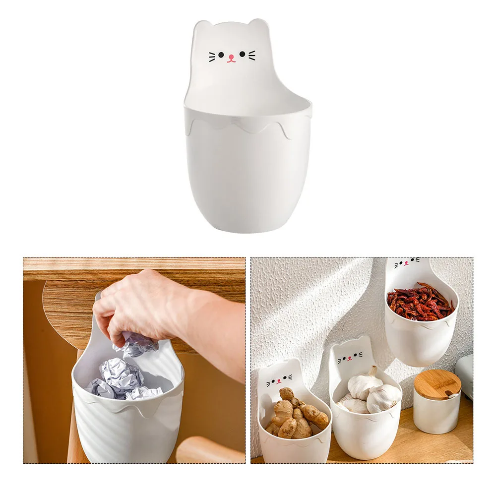 

Cartoon Cat Wall Hanging Storage Cylinder No Drilling Multi-Functional Office Desk Side Sundries Box Organizer for Jewelry
