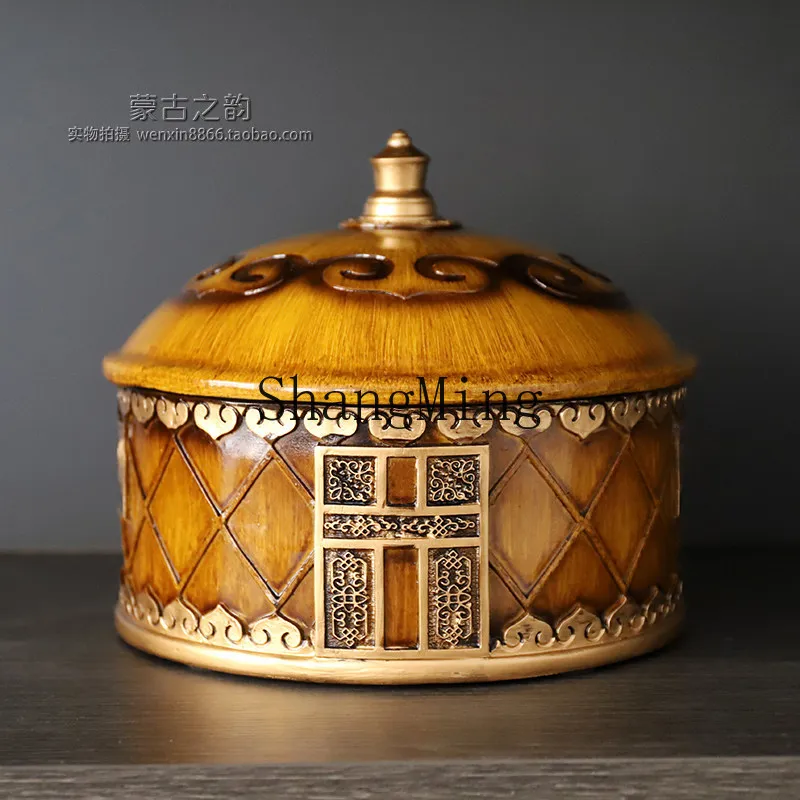 

FG ethnic minority characteristic yurt shape storage box candy box resin handicrafts ethnic style